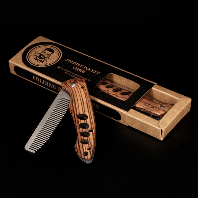 Mens Grooming Kit Bag - Solid Wood & Metal Folding Beard