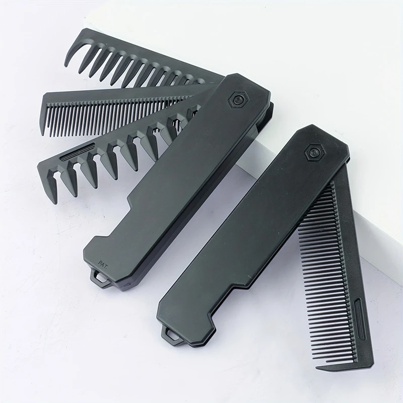 Mens Grooming Kit Bag - 3-in-1 Folding Beard Comb for Men,